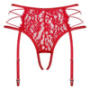 Chiloti cu portjartier Rediosa – tanga sexy din dantelă cu accesoriu și decupaje provocatoare, roșu