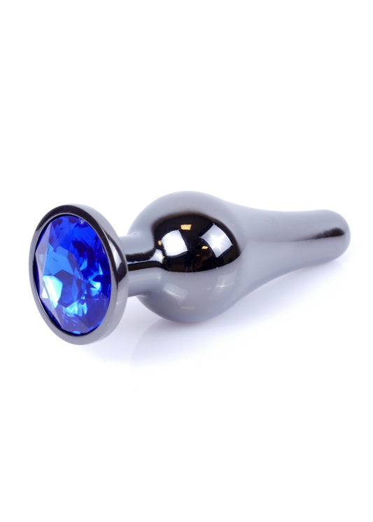 Dop anal Jewellery Dark Silver Butt Plug 9.5 cm, albastru - 64 - 00059