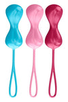Set 3 bile vaginale Satisfyer pentru exercitii Kegel, silicon premium, dimensiune M (medium), duble ErosVita