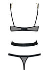 Body Bondy Teddy - lenjerie erotică cu decupaje și cupe transparente S/M, negru