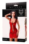 Rochie wetlook Bessie cu aspect mulat, decupaje provocatoare si efect glossy, rosu