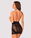 Set de lenjerie intima Lacrisia - rochie seducatoare cu insertii din dantela și chiloti crotchless M/L, negru