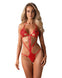 Body Luiza Teddy – lenjerie erotica sexy din dantelă cu decupaje provocatare S/M, rosu