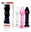 Dildo din sticla ROMANCE 14 cm cu striatii pentru stimulare si design elegant, negru