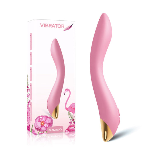Vibrator punctul G FLAMINGO cu 9 moduri de vibratii si incarcare USB, flexibil, silentios, silicon premium, roz SOLLUXE® Every box holds joy-unbox it!