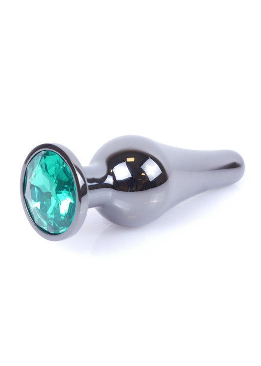 Dop anal Jewellery Dark Silver Butt Plug 9.5 cm, verde SOLLUXE Every box holds joy - unbox it!