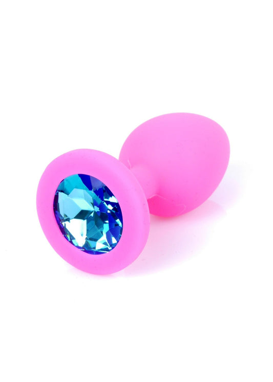 Dop anal Light Blue Diamond Jewellery Butt Plug Small 7 cm, silicon roz SOLLUXE® Every box holds joy-unbox it!