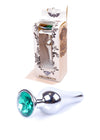 Dop anal Jewellery Silver Butt Plug 9.5 cm, verde SOLLUXE Every box holds joy - unbox it!