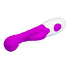 Vibrator punctul G BRUNO cu stimulator clitoris si 7 moduri de vibratii, flexibil, silicon premium, roz Erosvita