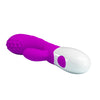 Vibrator punctul G BRUNO cu stimulator clitoris si 7 moduri de vibratii, flexibil, silicon premium, roz Erosvita