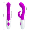 Vibrator punctul G BRUNO cu stimulator clitoris si 7 moduri de vibratii, flexibil, silicon premium, roz Erosvita