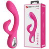 Vibrator G-spot FRITZ cu stimulator clitoris si 12 moduri de vibratii, incarcare USB, flexibil, silicon premium, roz Erosvita
