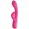 Vibrator G-spot FRITZ cu stimulator clitoris si 12 moduri de vibratii, incarcare USB, flexibil, silicon premium, roz Erosvita