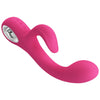 Vibrator G-spot FRITZ cu stimulator clitoris si 12 moduri de vibratii, incarcare USB, flexibil, silicon premium, roz Erosvita