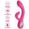 Vibrator G-spot FRITZ cu stimulator clitoris si 12 moduri de vibratii, incarcare USB, flexibil, silicon premium, roz Erosvita