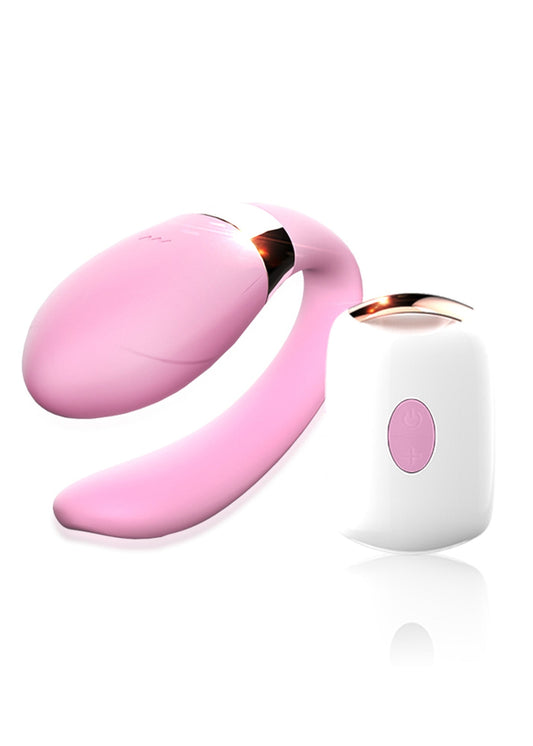 Vibrator pentru cuplu V-Vibe cu 7 moduri de vibratii, telecomanda wireless si incarcare USB, silentios, silicon premium, roz SOLLUXE® Every box holds joy-unbox it!