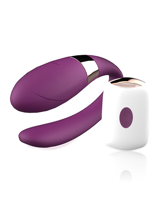 Vibrator pentru cuplu V-Vibe cu 7 moduri de vibratii, telecomanda wireless si incarcare USB, silentios, silicon premium, mov SOLLUXE® Every box holds joy-unbox it!