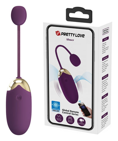Ou vibrator ABNER cu 12 moduri de vibratii si control prin aplicatie, incarcare USB, silentios, silicon premium, mov Erosvita