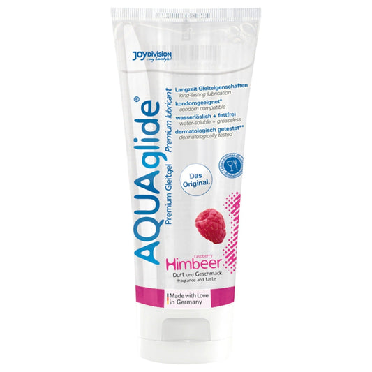 Lubrifiant AQUAglide Gel cu aroma zmeura, pe baza de apa, Joydivision, 100 ml