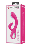 Vibrator G-spot FRITZ cu stimulator clitoris si 12 moduri de vibratii, incarcare USB, flexibil, silicon premium, roz Erosvita