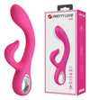 Vibrator G-spot FRITZ cu stimulator clitoris si 12 moduri de vibratii, incarcare USB, flexibil, silicon premium, roz Erosvita