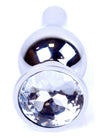 Dop anal Jewellery Silver Butt Plug 9.5 cm, transparent SOLLUXE® Every box holds joy-unbox it!