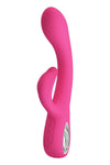Vibrator G-spot FRITZ cu stimulator clitoris si 12 moduri de vibratii, incarcare USB, flexibil, silicon premium, roz Erosvita
