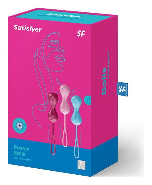 Set 3 bile vaginale Satisfyer pentru exercitii Kegel, silicon premium, dimensiune M (medium), duble ErosVita