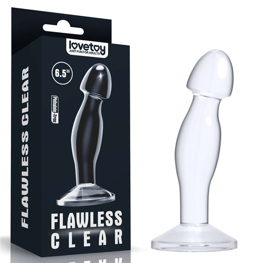Dildo CRYSTAL 16.5 cm pentru stimulare punctul G si prostata, flexibil, transparent SOLLUXE Every box holds joy - unbox it!