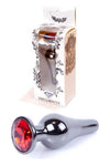 Dop anal Jewellery Dark Silver Butt Plug 9.5 cm, rosu - 64 - 00055