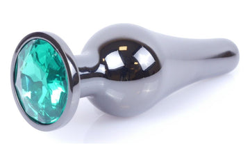 Dop anal Jewellery Dark Silver Butt Plug 9.5 cm, verde SOLLUXE Every box holds joy - unbox it!
