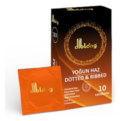 Prezervative DIBLONG Dotted & Ribbed, texturate, lubrifiate, din latex, 52 ± 2 mm, 10 buc
