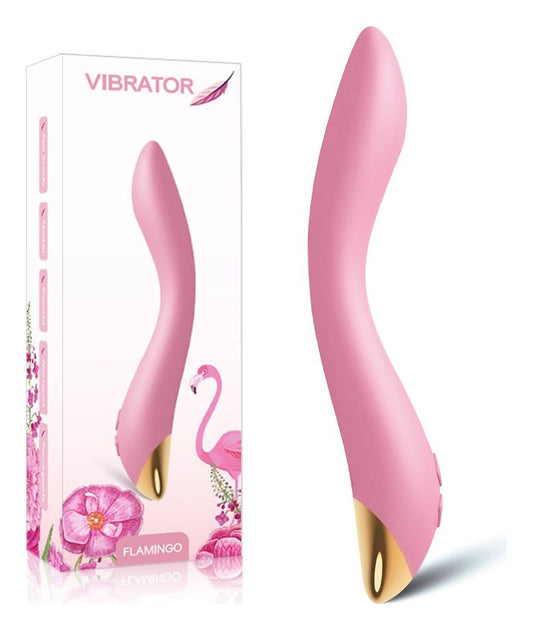 Vibrator punctul G FLAMINGO cu 9 moduri de vibratii si incarcare USB, flexibil, silentios, silicon premium, roz SOLLUXE® Every box holds joy-unbox it!