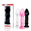 Dildo din sticla ROMANCE 14 cm cu striatii pentru stimulare si design elegant, negru