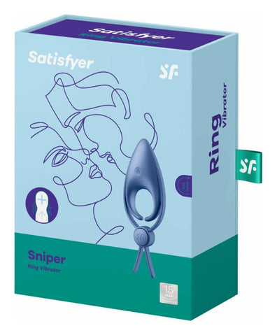Inel cu vibratii pentru penis Satisfyer Sniper cu 12 moduri de vibratii, silentios, prindere reglabila, albastru ErosVita