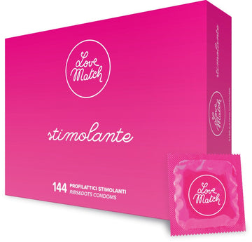 Prezervative profesionale Love Match Stimolante, cu striatii si puncte in relief, 144 buc SOLLUXE Every box holds joy - unbox it!