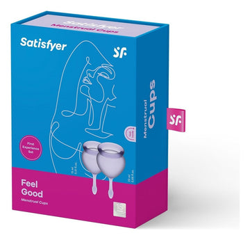 Set 2 cupe menstruale Satisfyer din silicon medical premium, Feel Good, lila ErosVita
