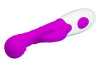 Vibrator punctul G BRUNO cu stimulator clitoris si 7 moduri de vibratii, flexibil, silicon premium, roz Erosvita