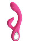 Vibrator G-spot FRITZ cu stimulator clitoris si 12 moduri de vibratii, incarcare USB, flexibil, silicon premium, roz Erosvita