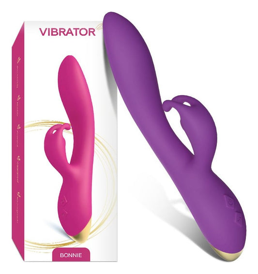 Vibrator Rabbit BONNIE cu 9 moduri de vibratii si incarcare USB, flexibil, silentios, silicon premium, mov SOLLUXE® Every box holds joy-unbox it!