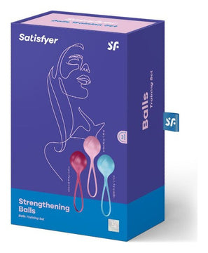 Set 3 bile vaginale Satisfyer pentru exercitii Kegel, silicon premium, dimensiune M (medium), single ErosVita