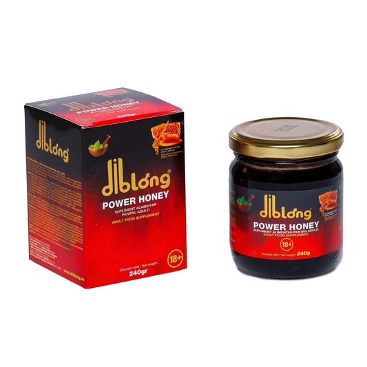 Diblong Power Honey - supliment alimentar pentru adulți cu miere și asocieri de plante care susțin sănătatea sexuală și funcția de reproducere, 240 g