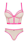Set de lenjerie intimă Nudelia – compleu elegant cu bustiera și chiloți S/M, nude/roz