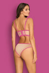 Set de lenjerie intimă Nudelia – compleu elegant cu bustiera și chiloți S/M, nude/roz
