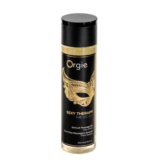 Ulei pentru masaj ORGIE Sexy Therapy Orgie The Secret – formula naturala cu ulei de argan, aroma de vanilie si iasomie, 200 ml