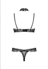 Body Claudusia – lenjerie seducătoare transparentă cu decolteu sexy si dantelă, L/XL negru