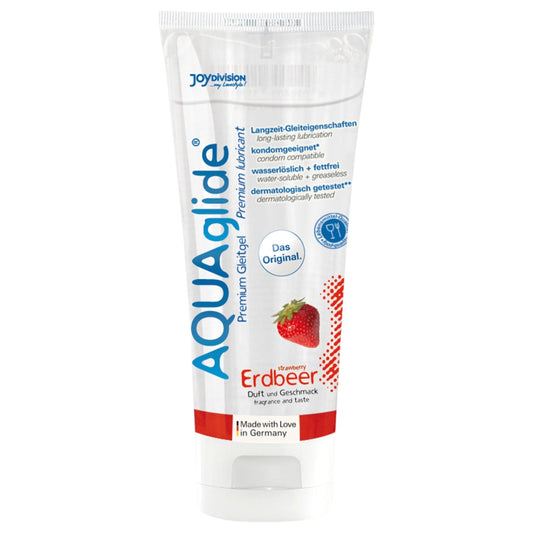 Lubrifiant AQUAglide Gel cu aroma capsuni, pe baza de apa, Joydivision, 100 ml
