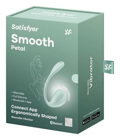 Ou vibrator Satisfyer Smooth Petal cu 12 moduri de vibratii, control prin aplicatie si telecomanda wireless, incarcare magnetica USB, silentios, silicon premium, verde