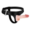 Strap-On Jessica cu 2 dildo-uri flexibile din silicon 10.5 cm si centura reglabila, bej ErosVita