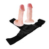 Strap-On Jessica cu 2 dildo-uri flexibile din silicon 10.5 cm si centura reglabila, bej ErosVita